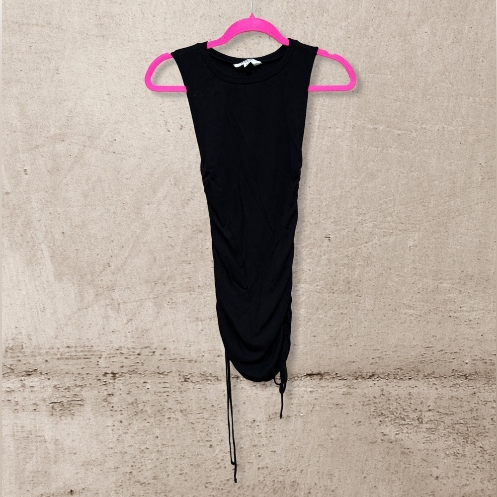 BB Dakota Black Sleeveless Ruched Dress
